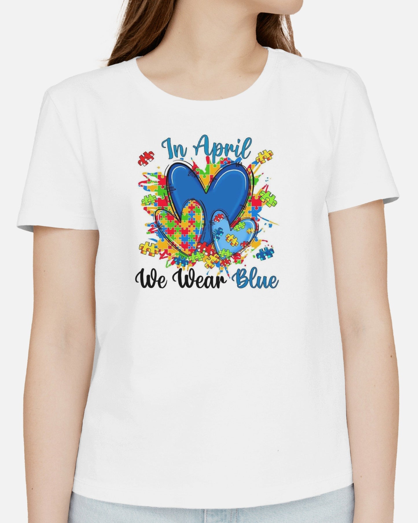 autism awareness white polyester t-shirt