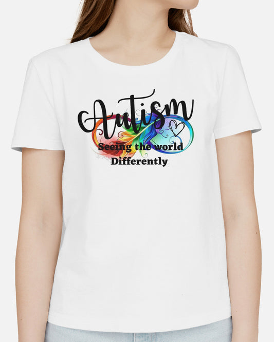 autism awareness white polyester t-shirt