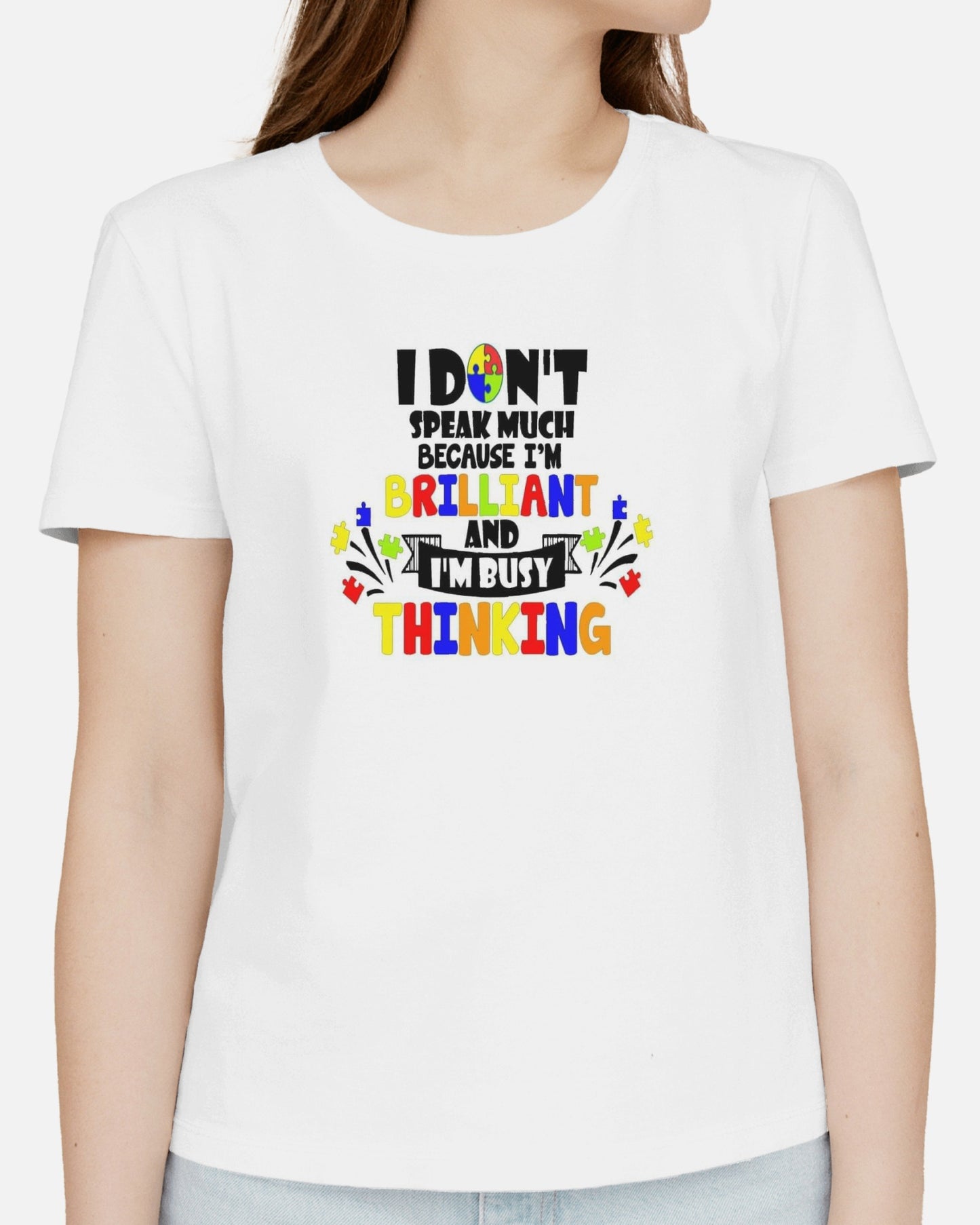 autism awareness white polyester t-shirt