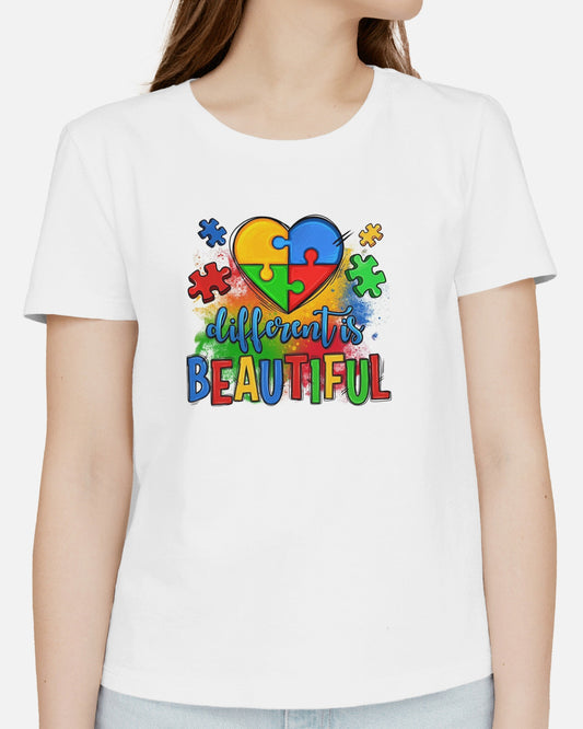 autism awareness white polyester t-shirt