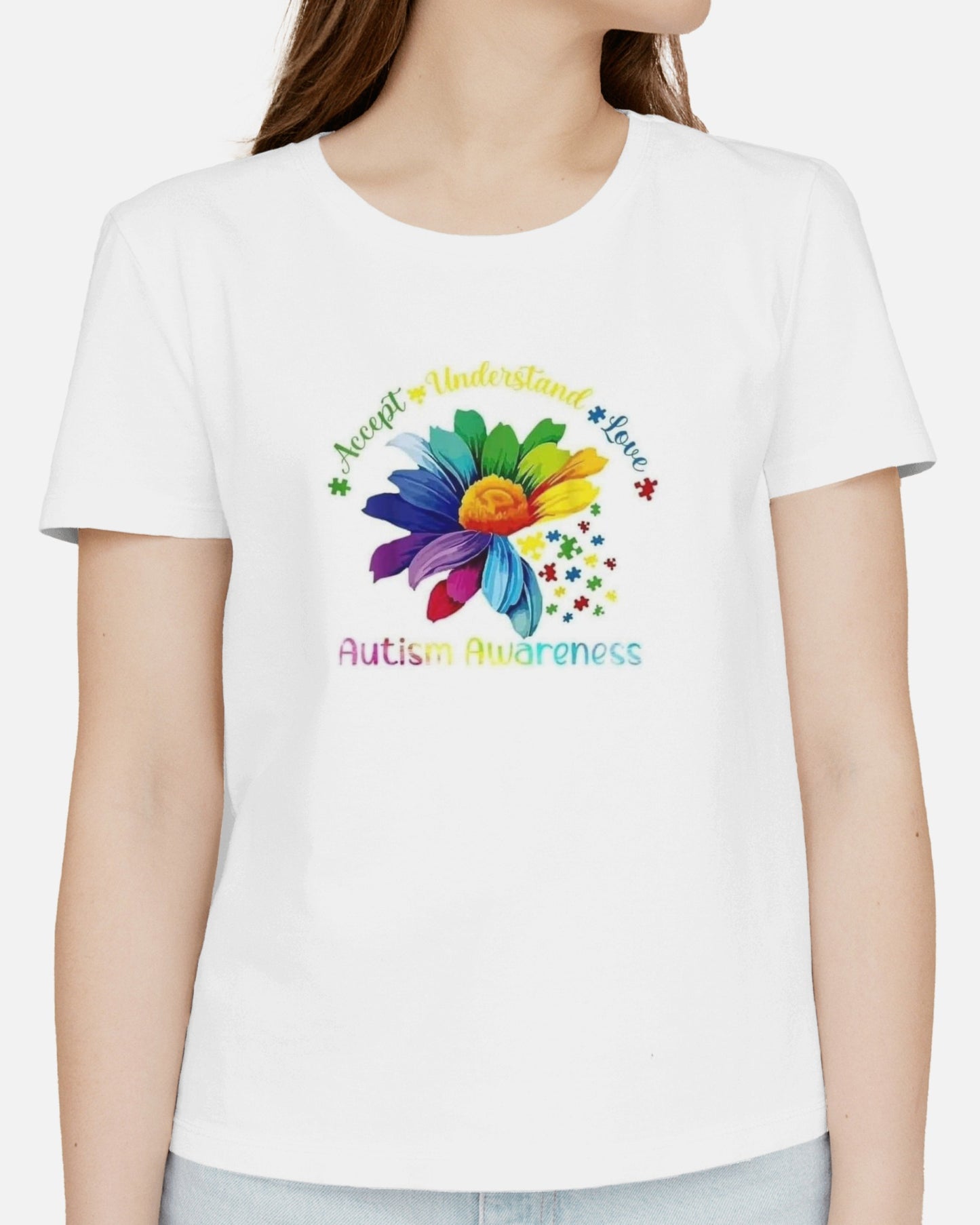 autism awareness white polyester t-shirt