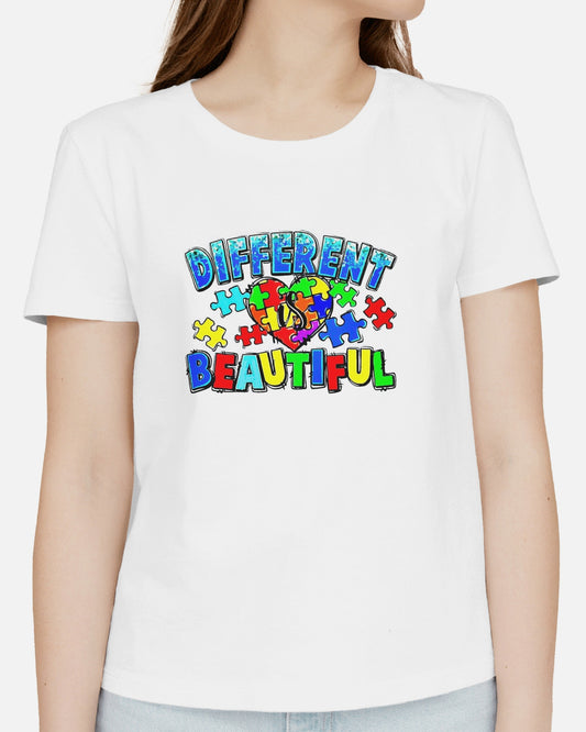 autism awareness white polyester t-shirt