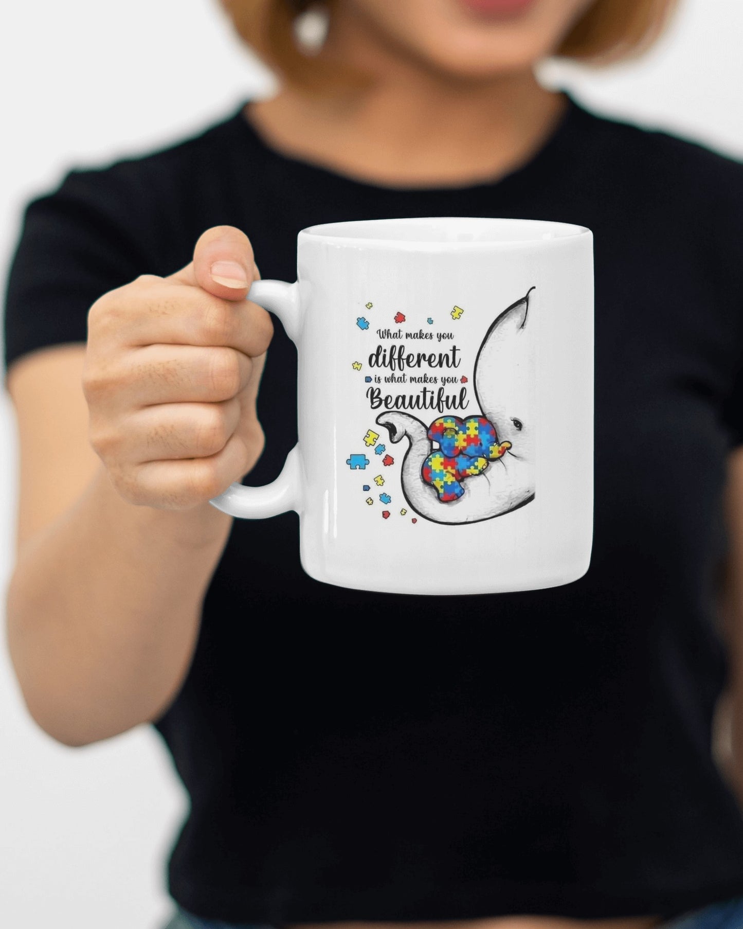 autism awareness 15 oz white mug