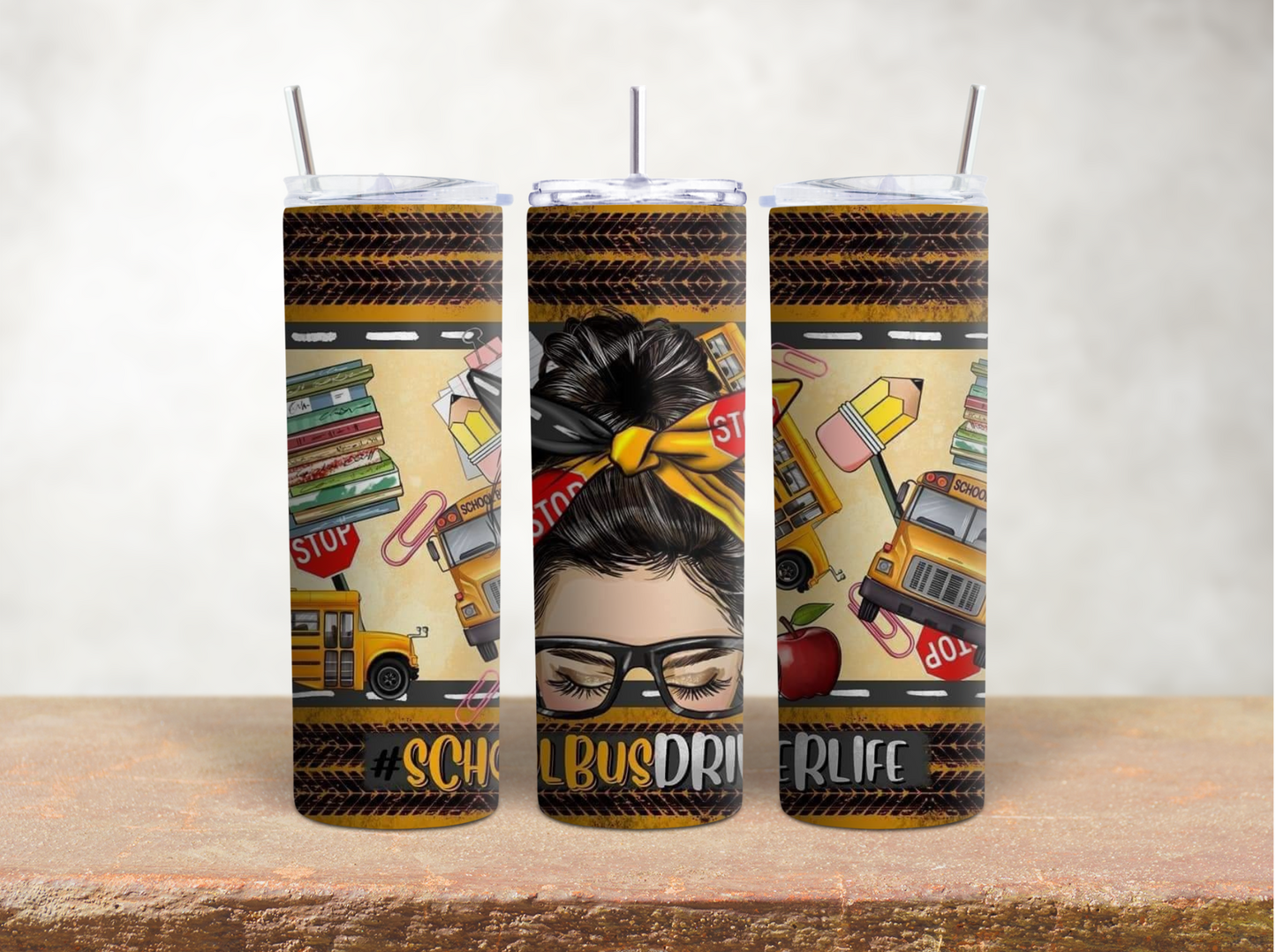 20 oz tumbler-school bus driver